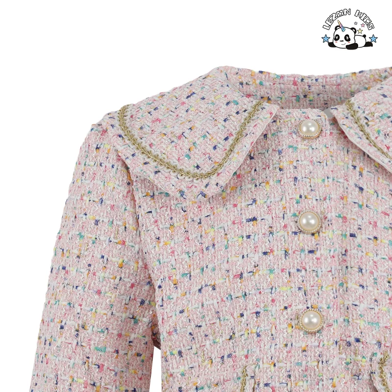 LEZONKIDS - OEM Customized Spring Autumn Children's Casual Coat Skirt Two-piece Girls Clothing Set